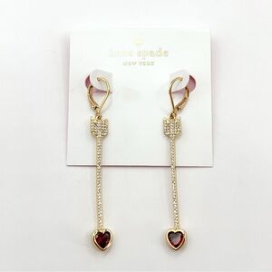 KS038-Kate Spade red heart arrow earrings